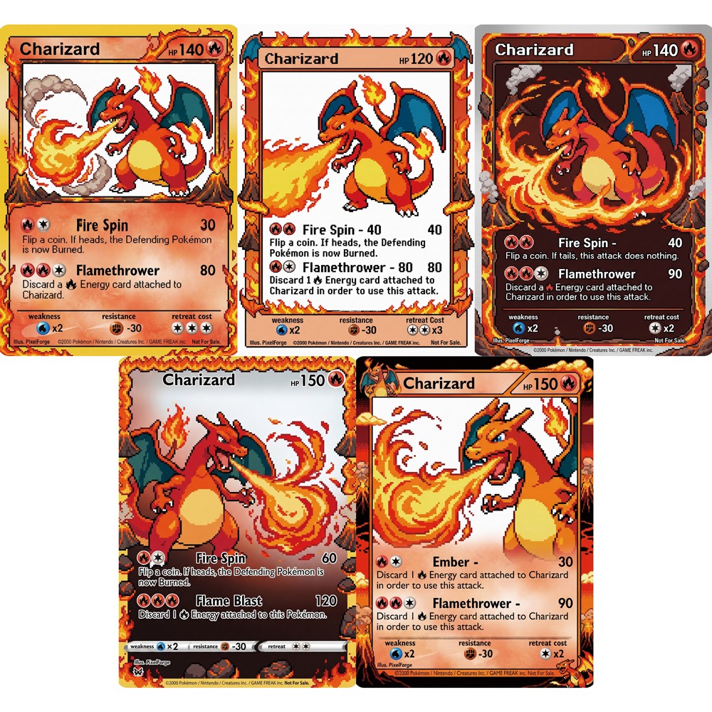 Vintage Pokemon Collectible - 5Pcs Pokemon Cards Charizard Game Boy