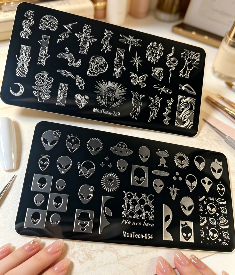 Vintage Collectible Stamps - 2Pcs/Set Dual Theme Nail Stamping Plates