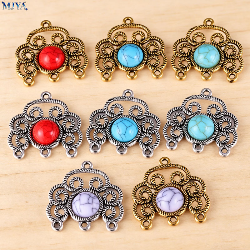 Vintage Collector - MJYA 5pcs/lot Vintage Alloy Turquoise Connector