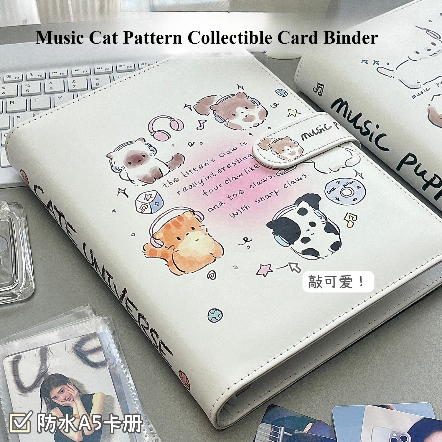 Polaroid Photo Album - Cute Music Cat A5 Photo Album,