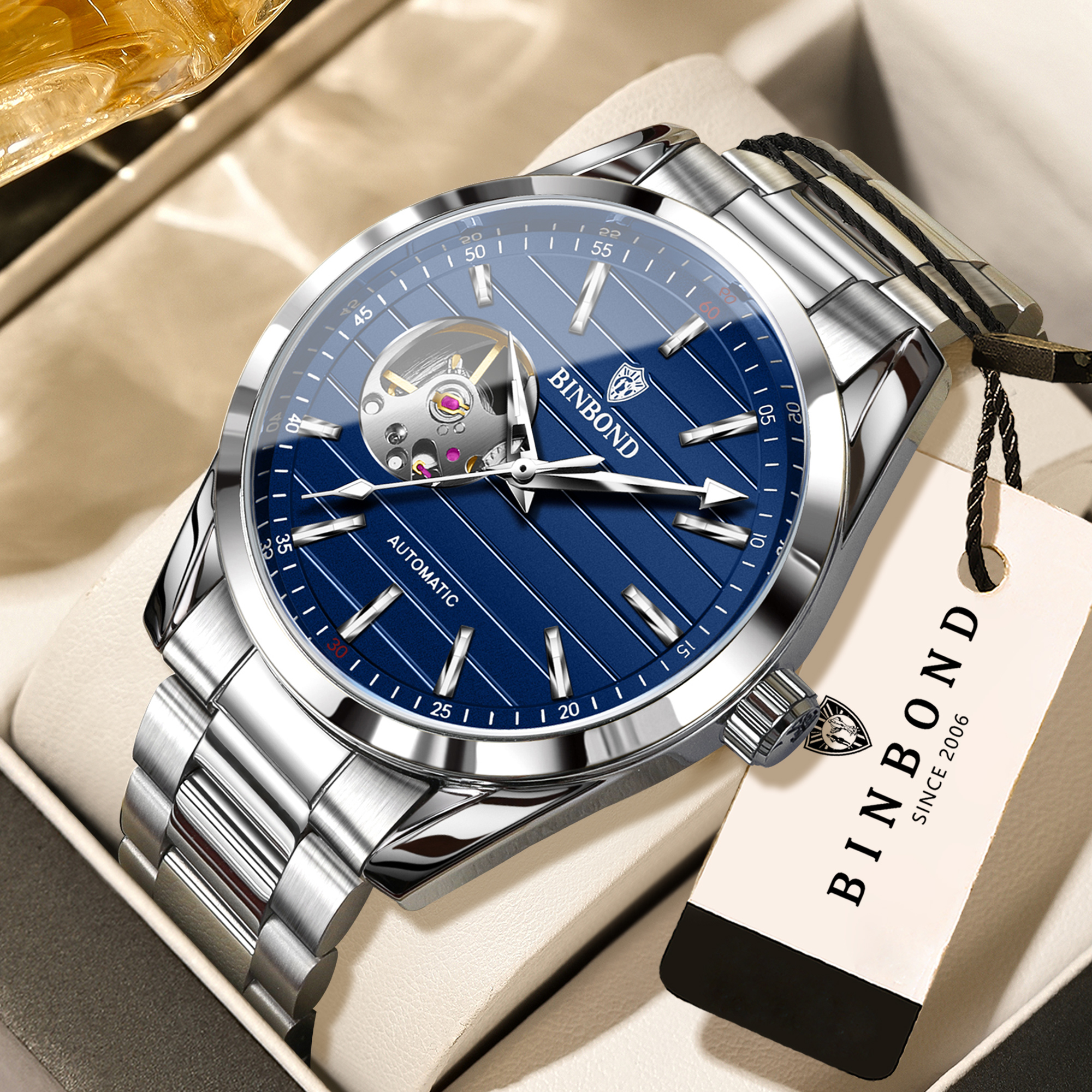 Vintage Collectible Watches - BINBOND Luxury Mechanical Wristwatches for Men