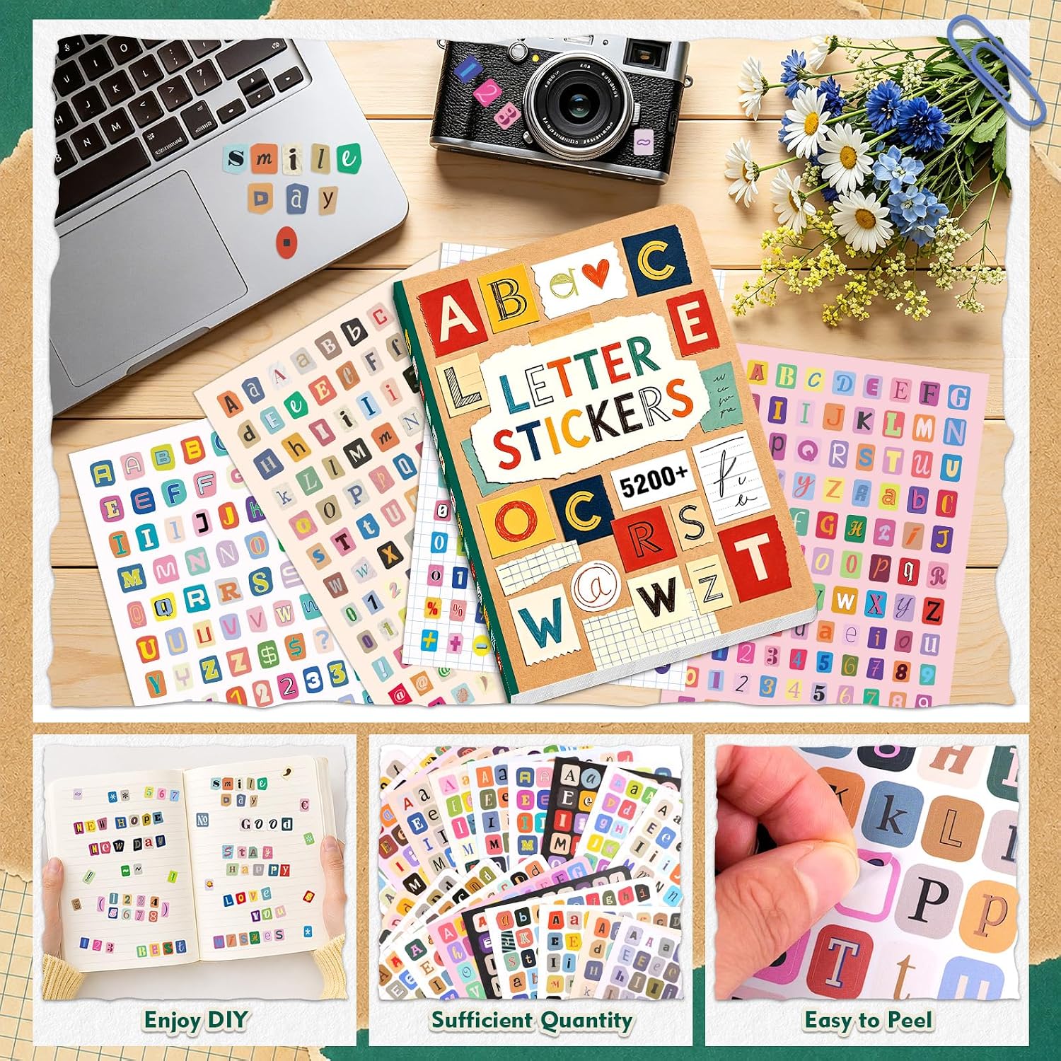 5200Pcs+/48Sheets Self Adhesiv - Vintage Collectible Books reseña y precio