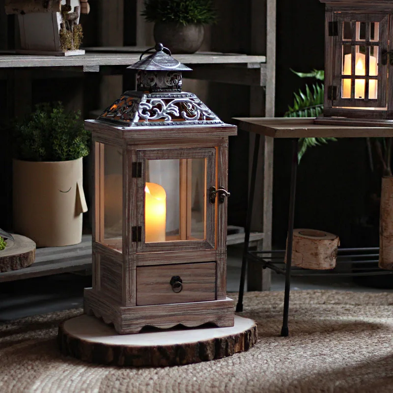 Vintage Wooden Glass Wind Lamp - Collectible Vintage Lamps reseña y precio