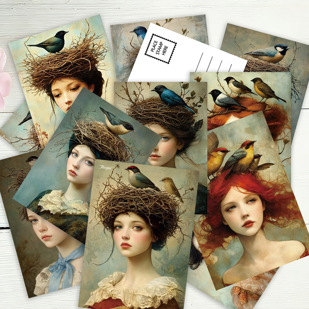 32pcs,Vintage Bird's Nest Head - Collectible Vintage Greeting Cards reseña y precio