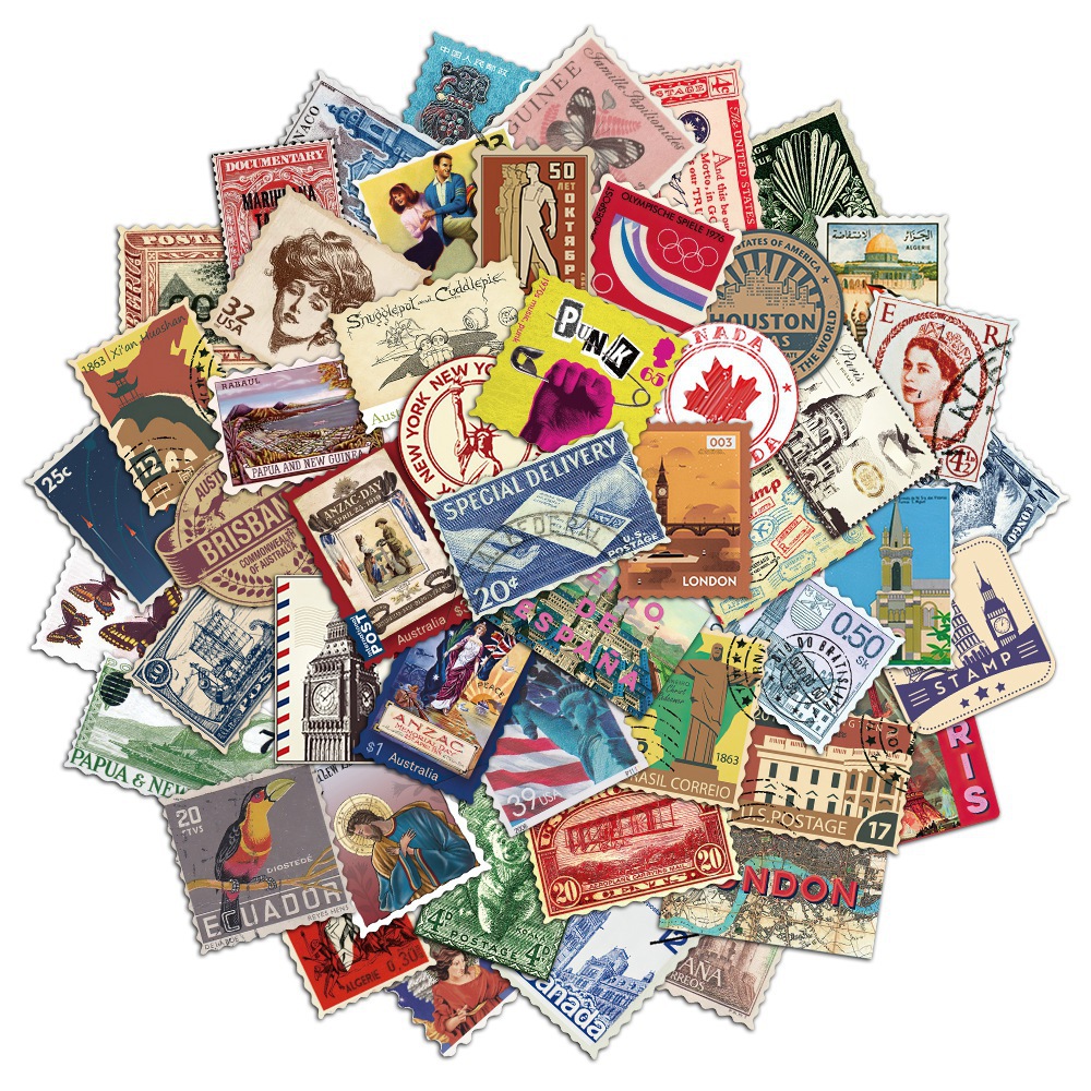 50 Vintage Travel Stamp Sticke - Vintage Collectible Stamps reseña y precio