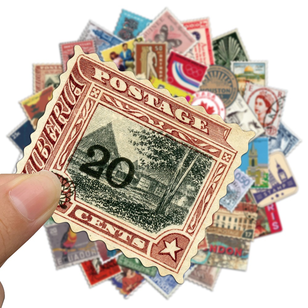 50 Vintage Travel Stamp Sticke - Vintage Collectible Stamps reseña y precio