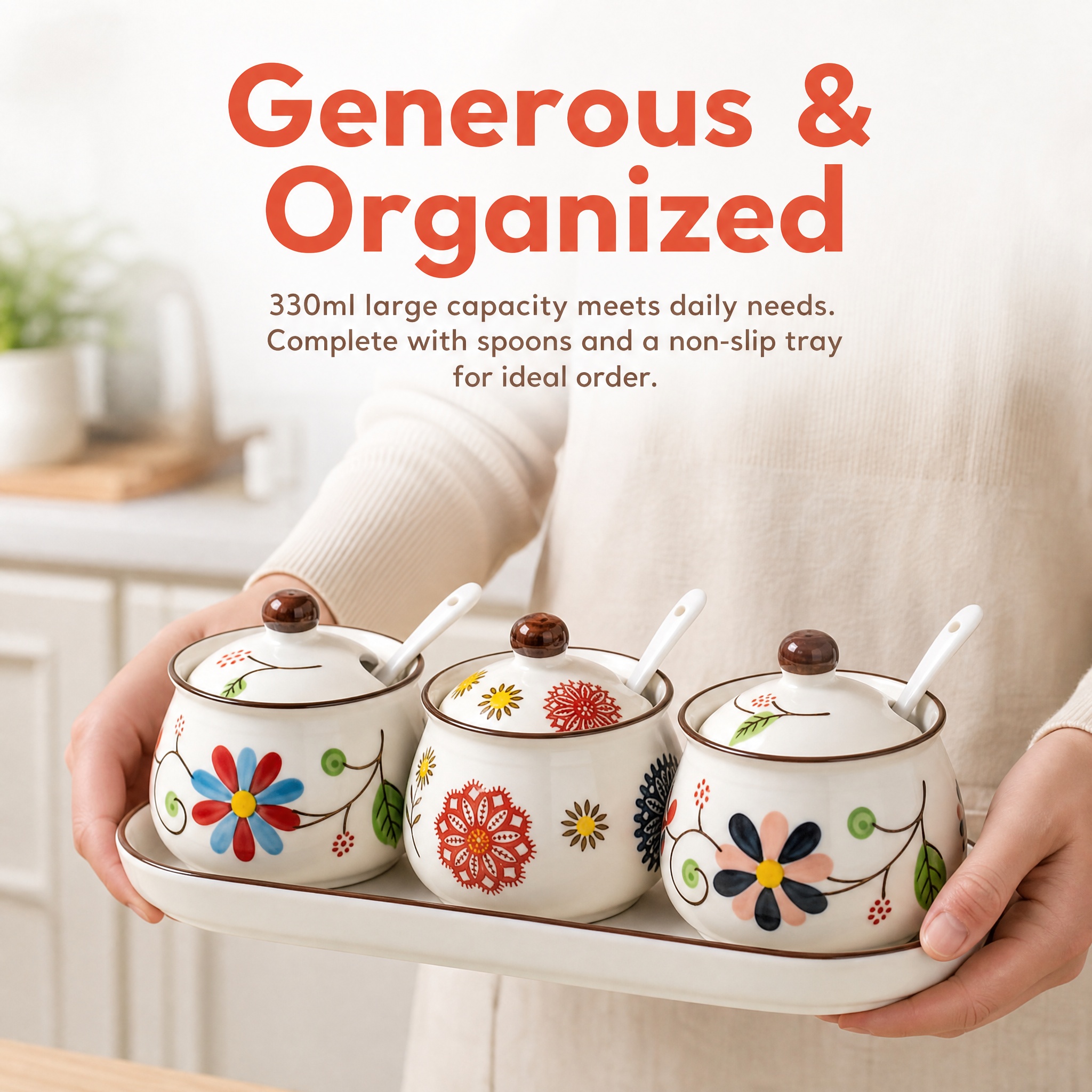 3-Piece Ceramic Spice Jar Set  - Vintage Collectible Spoons reseña y precio