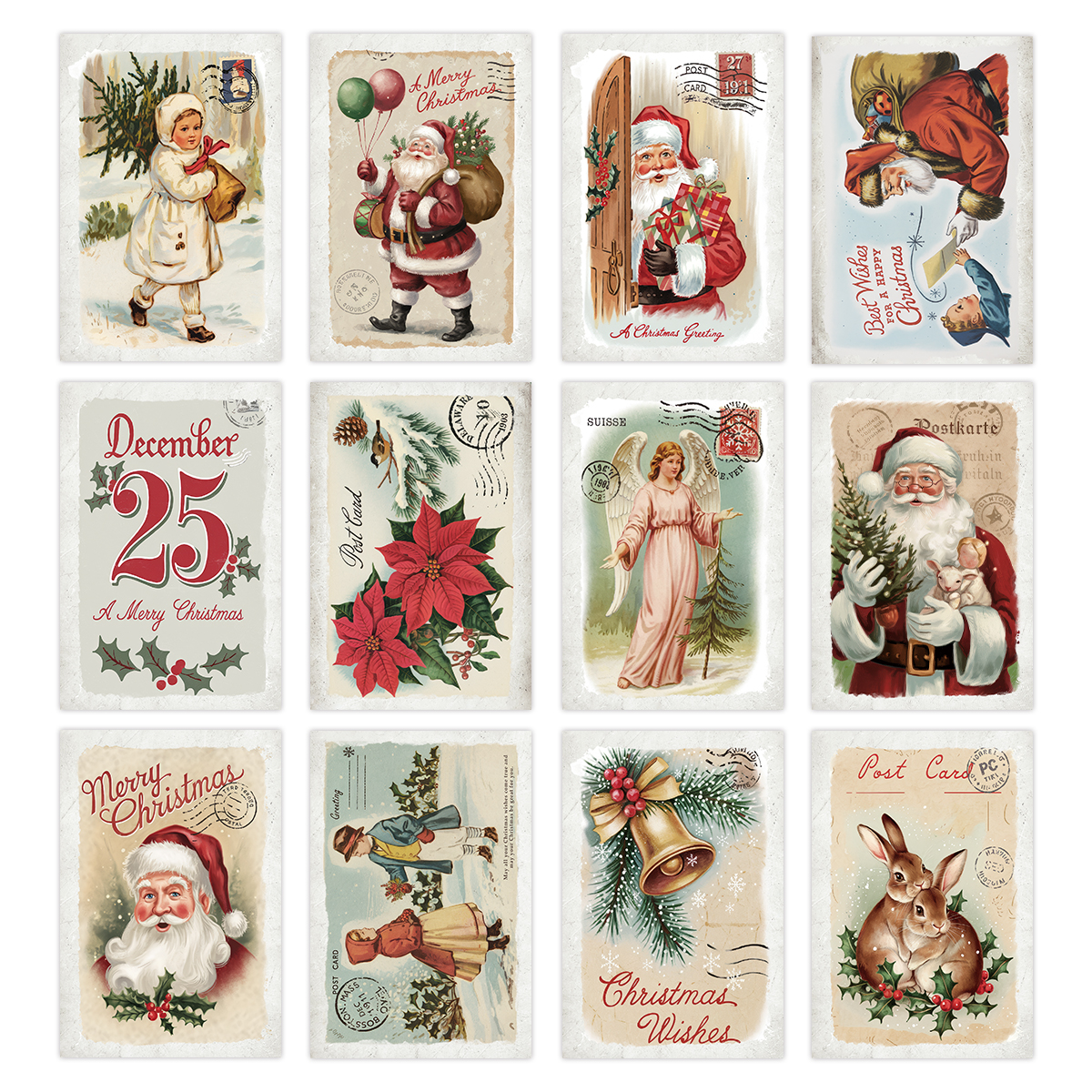 12pcs Vintage Christmas Stamp  - Vintage Collectible Stamps reseña y precio