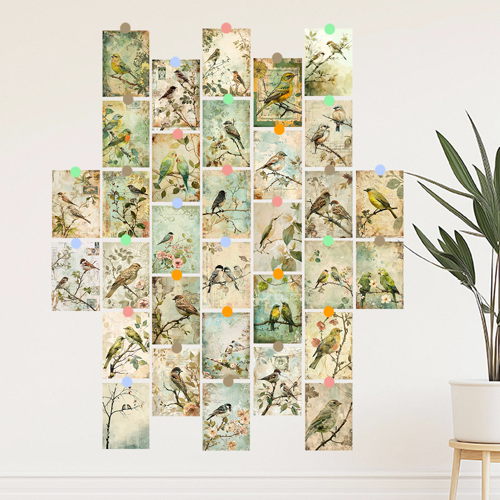 32pcs Vintage Bird Collage Pos - Collectible Vintage Greeting Cards reseña y precio