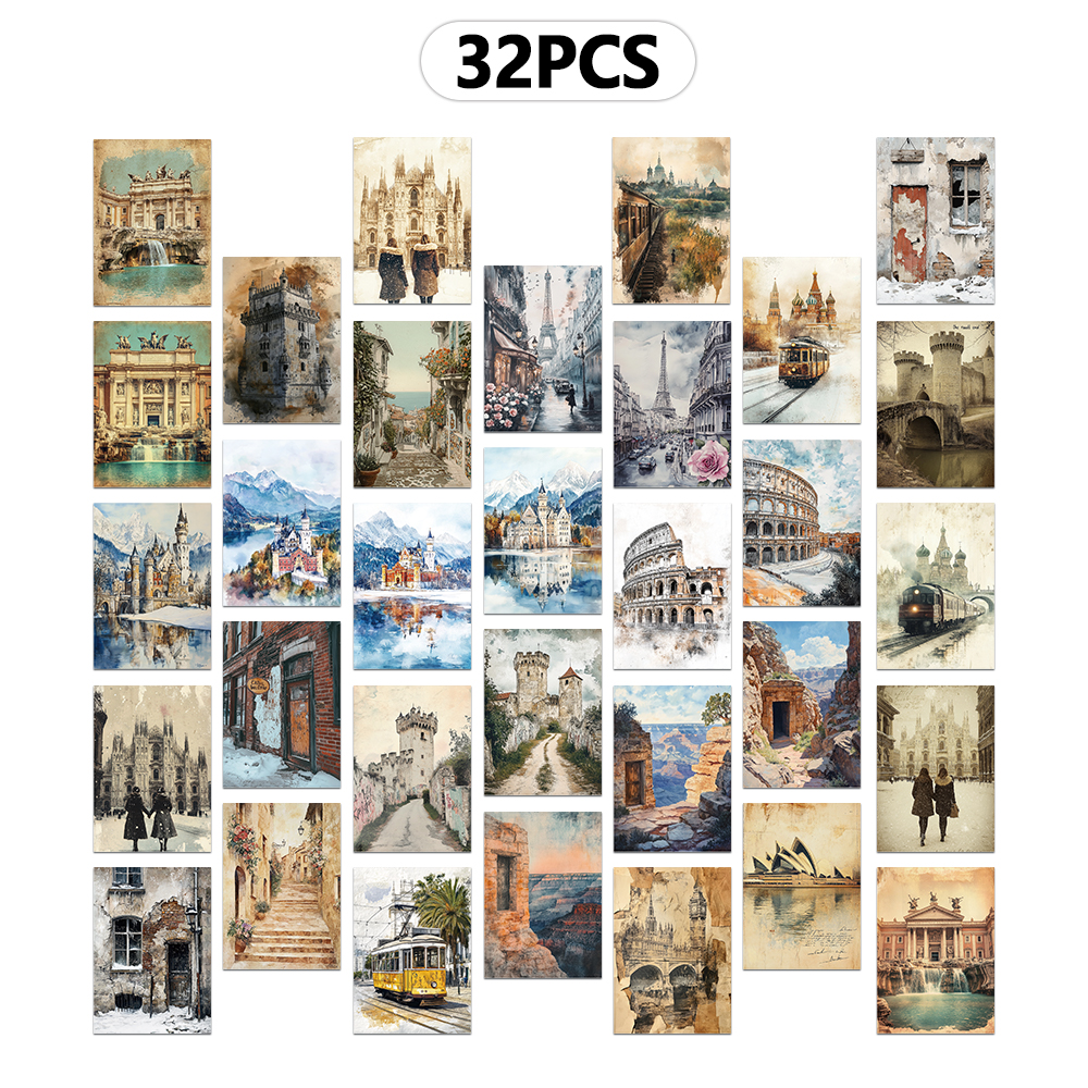 32pcs Vintage European Landmar - Collectible Vintage Greeting Cards reseña y precio