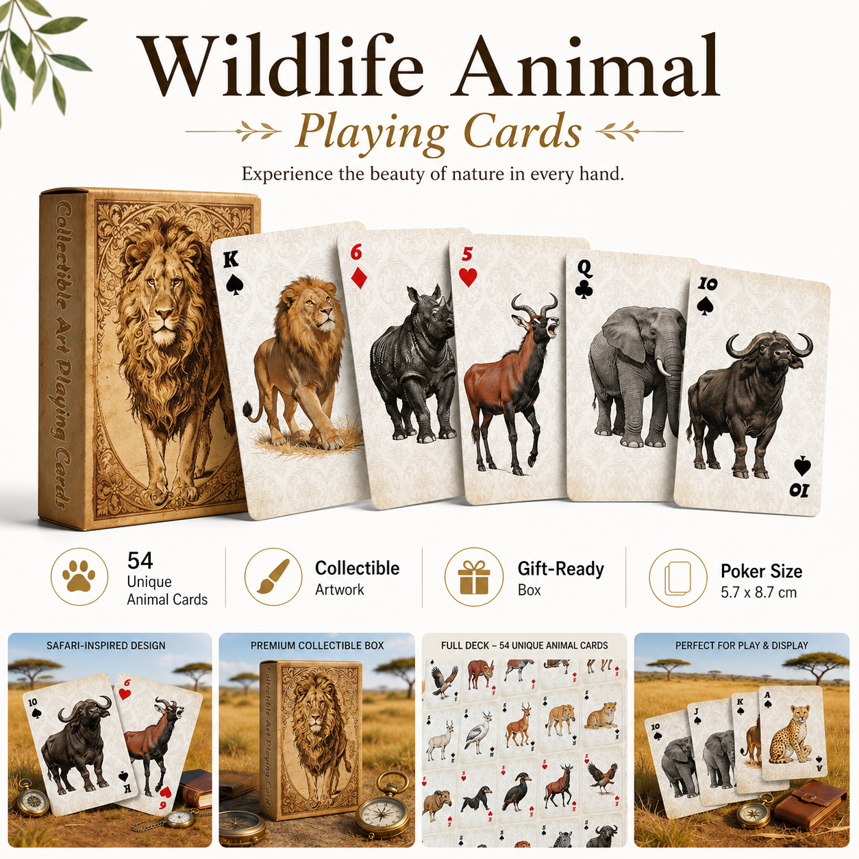 1A set Vintage Wildlife Animal - Vintage Collectible Playing Cards reseña y precio